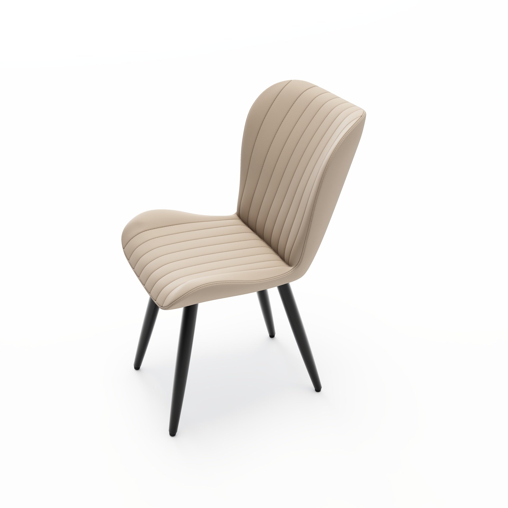 Set of 2 Modern PU Leather Dining Chairs with Thick Cushions & Metal Legs, Armless Faux Leather Side Chairs for Kitchen, Dining Room