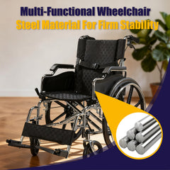 Folding Manual Transport Wheelchair, 20 " Seat With Front and Rear Locking Hand Brakes, 24 " Quick Release Rear Wheels,Bright Silver