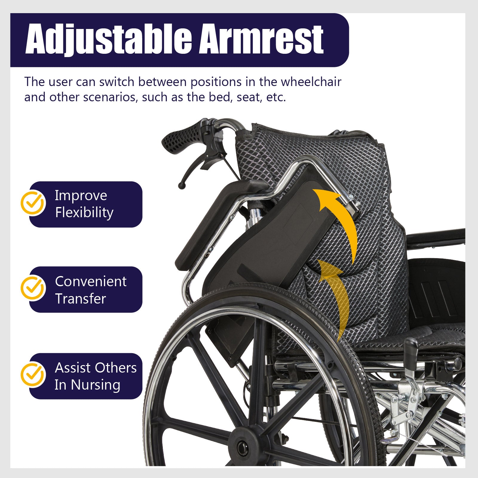 Folding Manual Transport Wheelchair, 20 " Seat With Front and Rear Locking Hand Brakes, 24 " Quick Release Rear Wheels,Bright Silver