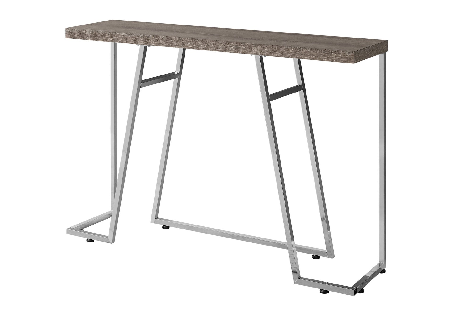 Accent Table, Console, Entryway, Narrow, Sofa, Living Room, Bedroom, Brown Laminate, Chrome Metal, Contemporary, Modern