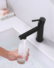 Matte Black Single Handle Bathroom Faucet for 1 or 3 Holes ,Fountain and Flow Mode Two-in-one function,Deck Mount Laundry Vanity Sink Faucet with Two 9/16" Hoses