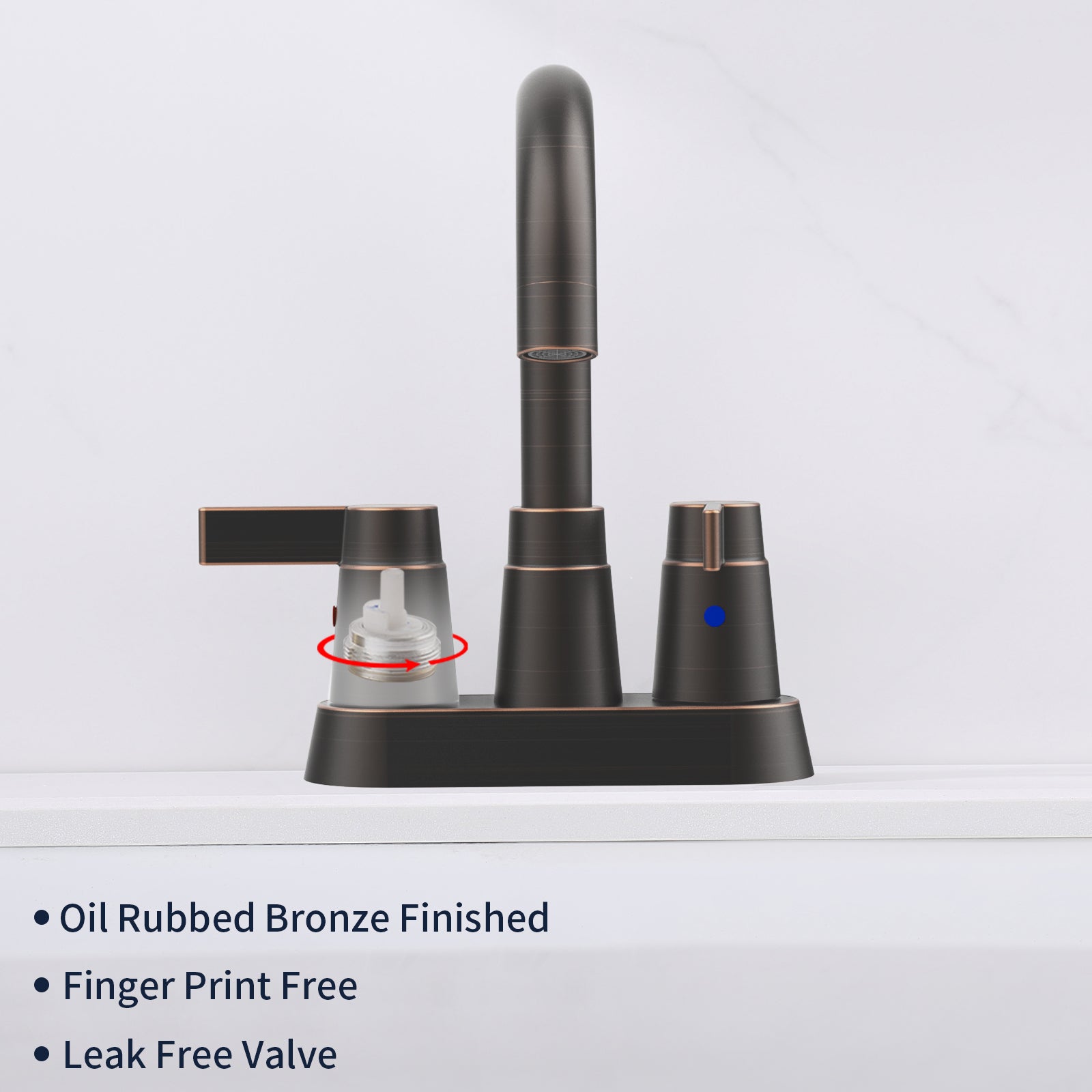 Bathroom Faucet Oil Rubbed Bronze 2-Handle Bathroom Sink Faucet 360 Degree High Arc Swivel Spout Centerset 4 Inch Vanity Faucet Bathroom Faucet 3 Holes Lavatory Faucet
