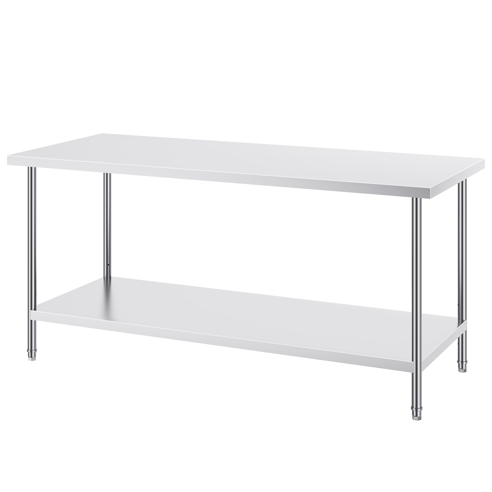 Stainless Steel Prep Table, 30 x 72 x 34 Inch, Heavy Duty Metal Worktable with 3 Adjustable Height Levels, Commercial Workstation for Kitchen Garage Restaurant Backyard