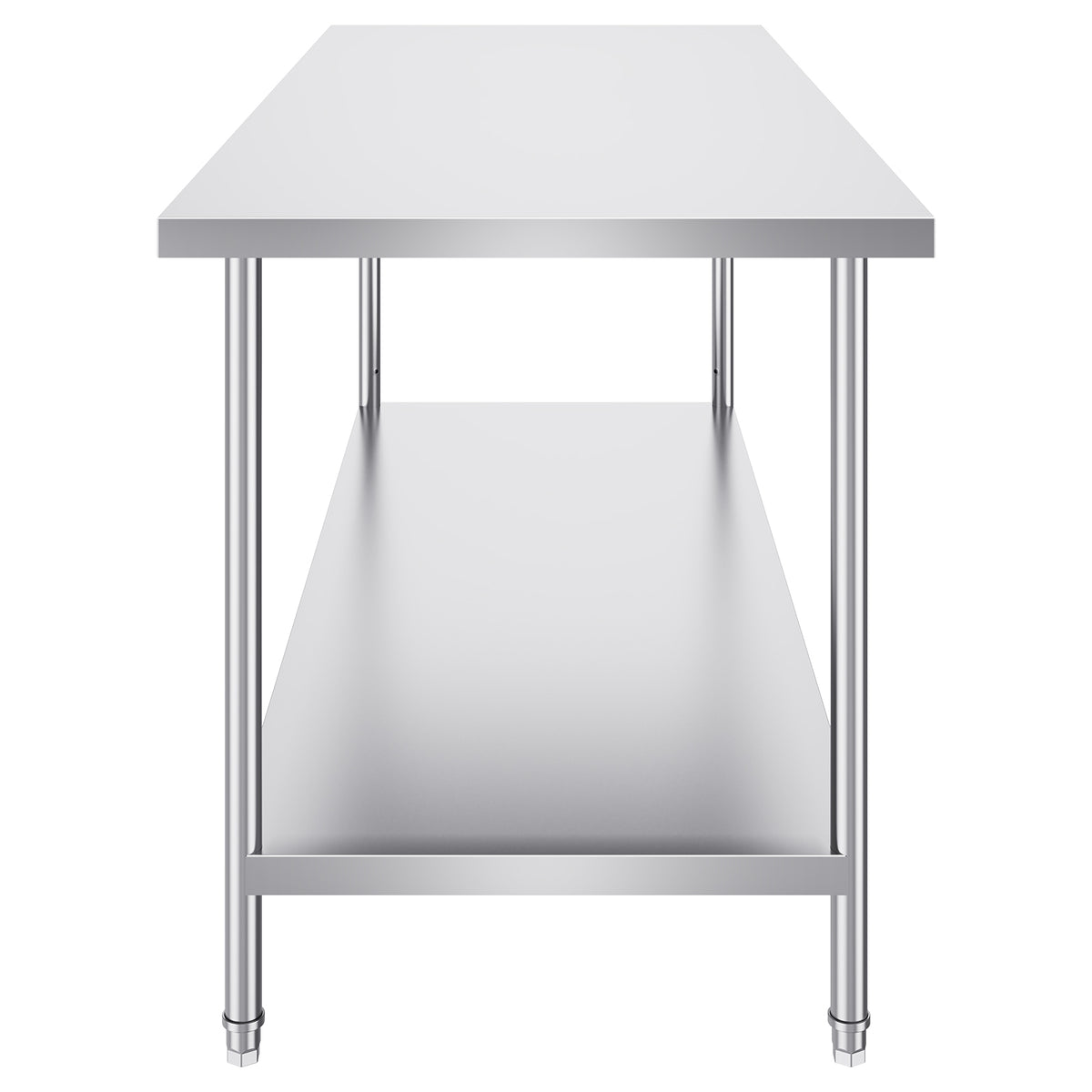 Stainless Steel Prep Table, 30 x 72 x 34 Inch, Heavy Duty Metal Worktable with 3 Adjustable Height Levels, Commercial Workstation for Kitchen Garage Restaurant Backyard