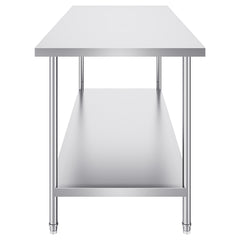 Stainless Steel Prep Table, 30 x 72 x 34 Inch, Heavy Duty Metal Worktable with 3 Adjustable Height Levels, Commercial Workstation for Kitchen Garage Restaurant Backyard