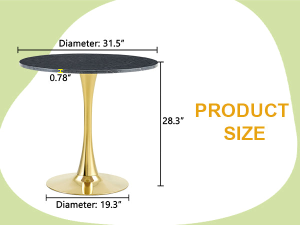 Round Dining Table, 31.5" Circle Tulip Table with Thickened Tabletop & Metal Pedestal, Mid Century Modern Bistro Table for Kitchen, Small Places, Living Room, Cafe (Faux Marble)
