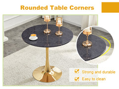 Round Dining Table, 31.5" Circle Tulip Table with Thickened Tabletop & Metal Pedestal, Mid Century Modern Bistro Table for Kitchen, Small Places, Living Room, Cafe (Faux Marble)