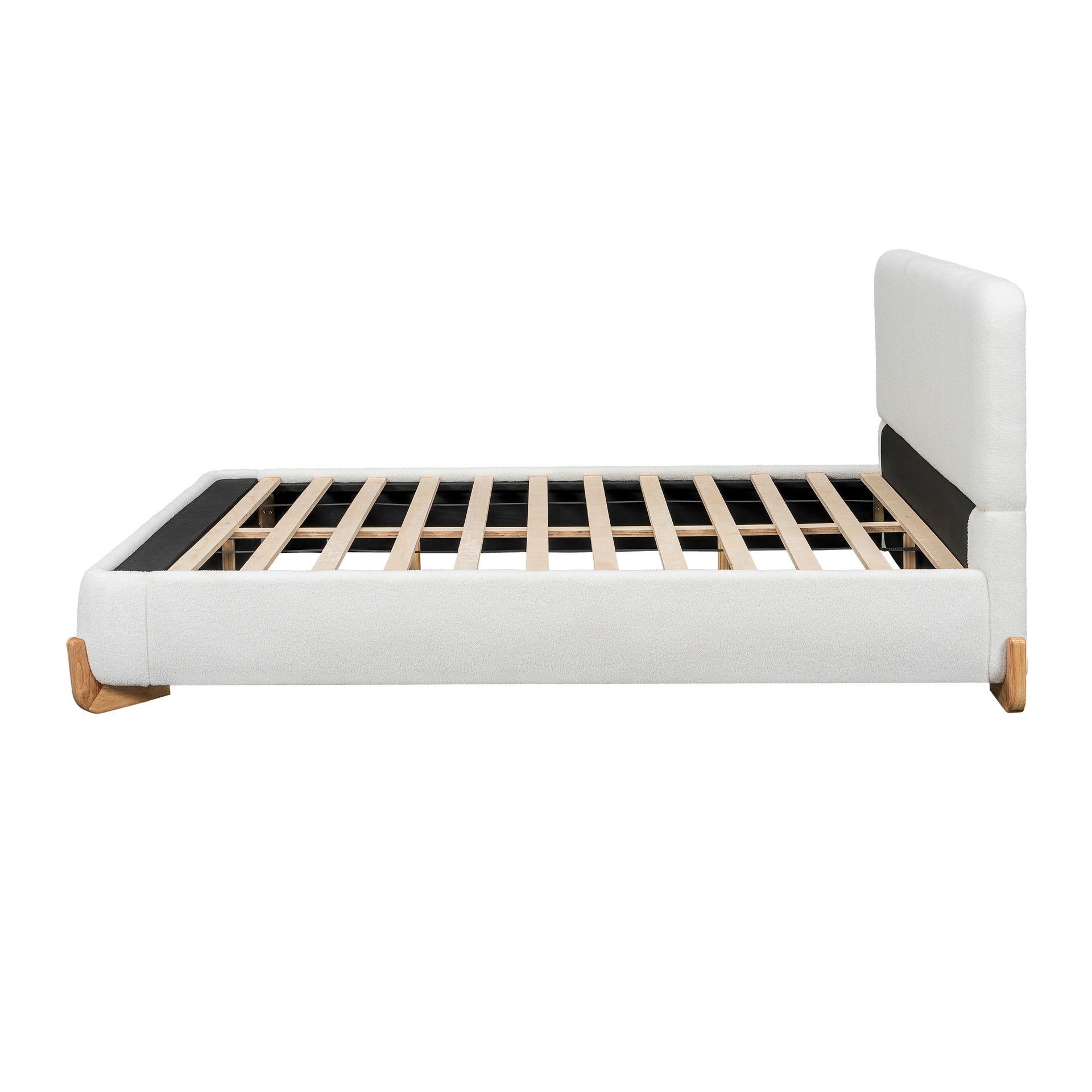 Elegant Boucle Upholstered Bed, A Luxurious and Comfortable Bedroom Centerpiece, Queen Size, White