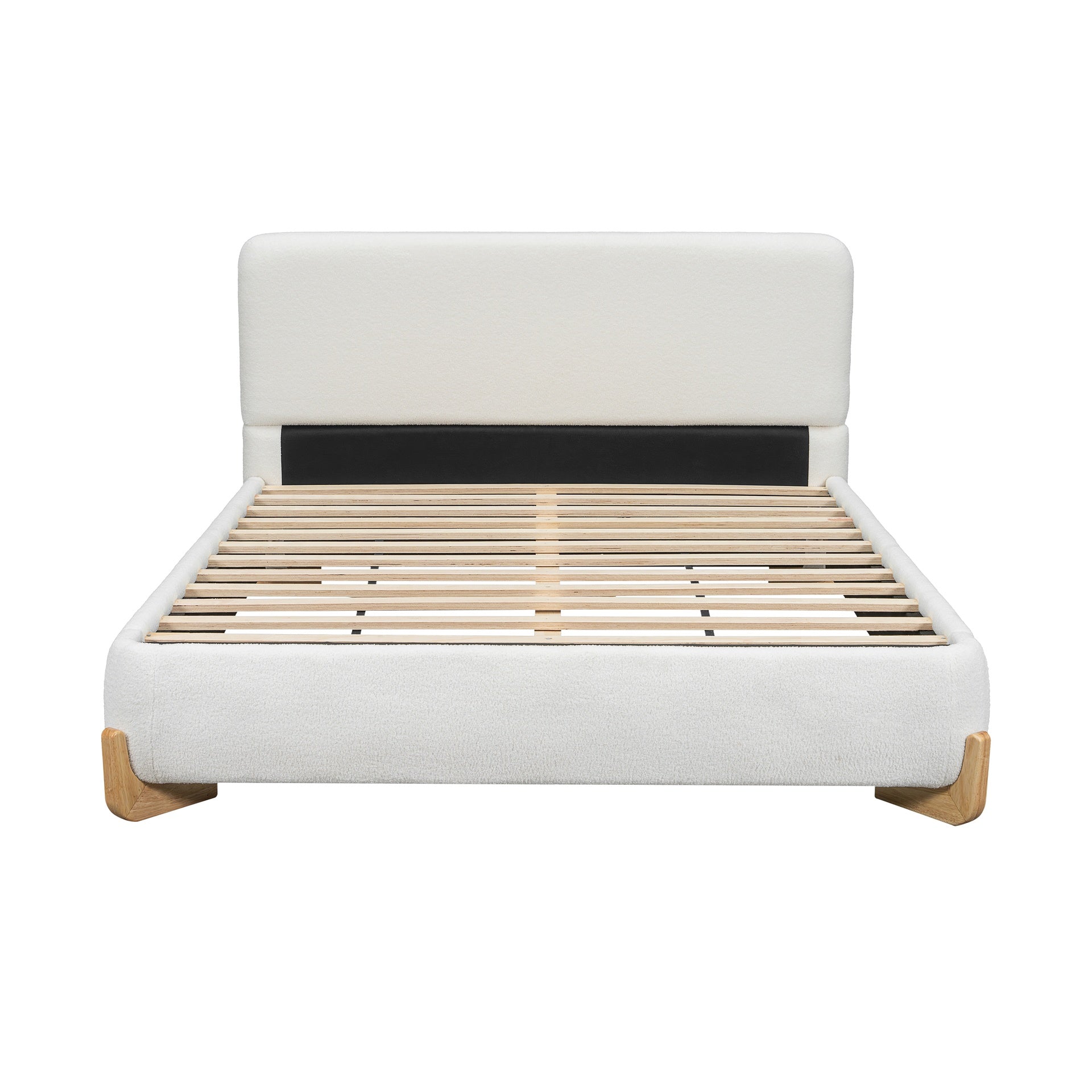 Elegant Boucle Upholstered Bed, A Luxurious and Comfortable Bedroom Centerpiece, Queen Size, White