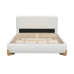 Elegant Boucle Upholstered Bed, A Luxurious and Comfortable Bedroom Centerpiece, Queen Size, White