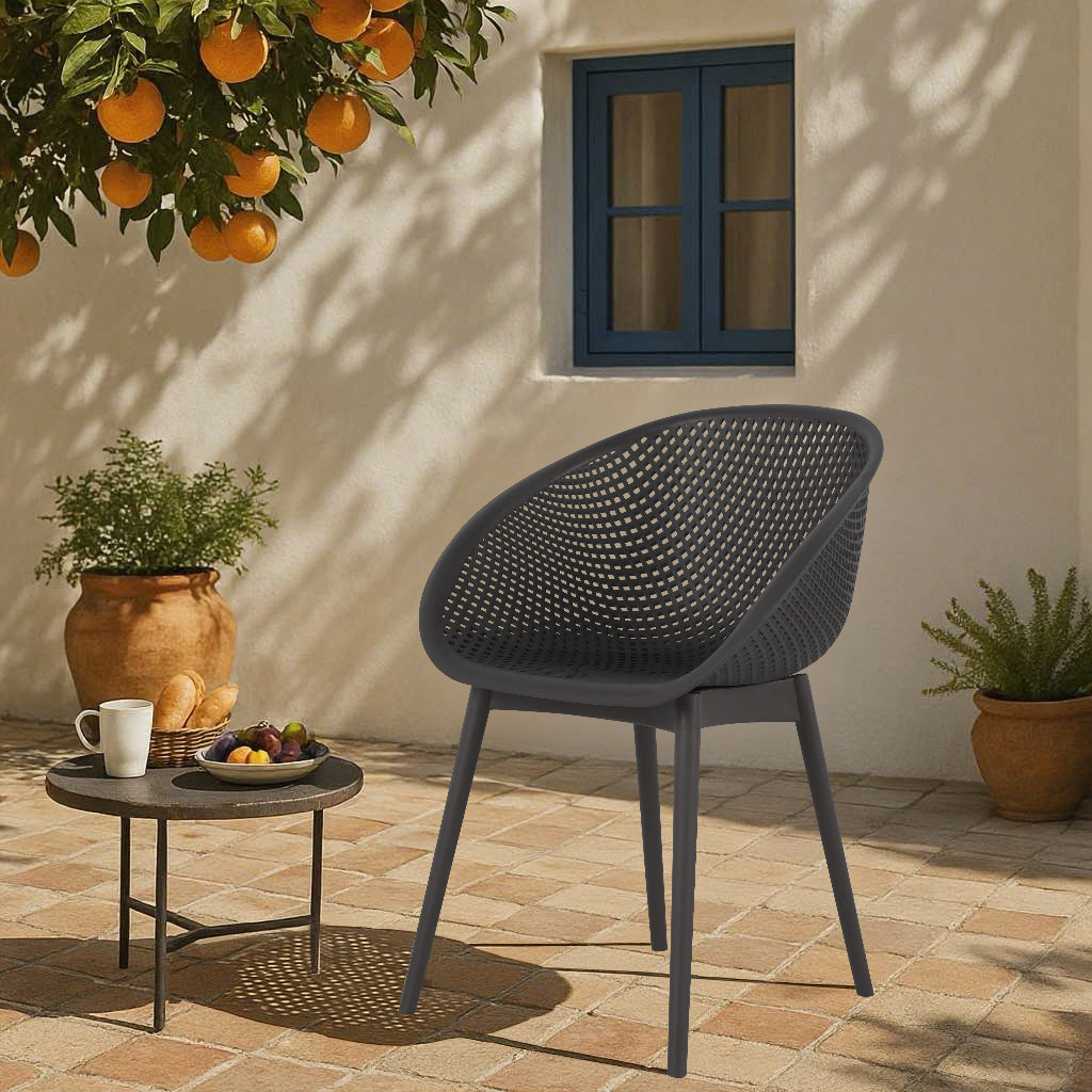 Holiday - 2-Pack Modern Lounge Chairs – Indoor/Outdoor All-Weather PP Plastic, Lightweight  for Patio, Beach, Living Room (Warm Grey)