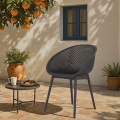 Holiday - 2-Pack Modern Lounge Chairs – Indoor/Outdoor All-Weather PP Plastic, Lightweight  for Patio, Beach, Living Room (Warm Grey)