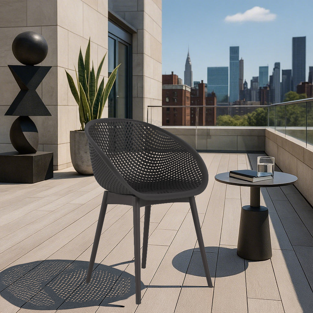Holiday - 2-Pack Modern Lounge Chairs – Indoor/Outdoor All-Weather PP Plastic, Lightweight  for Patio, Beach, Living Room (Warm Grey)