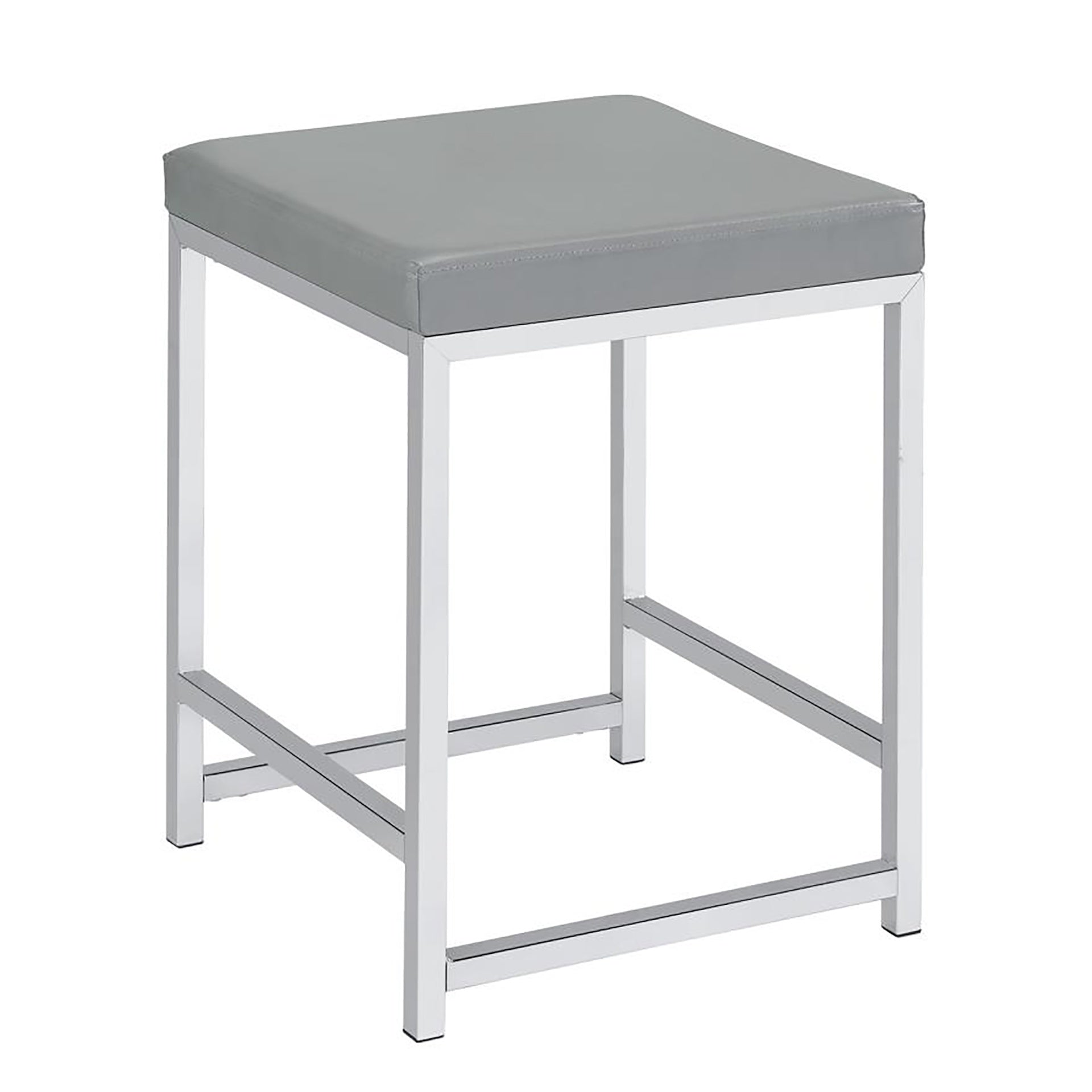 Light Grey Upholstered Square Vanity Stool