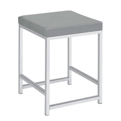 Light Grey Upholstered Square Vanity Stool