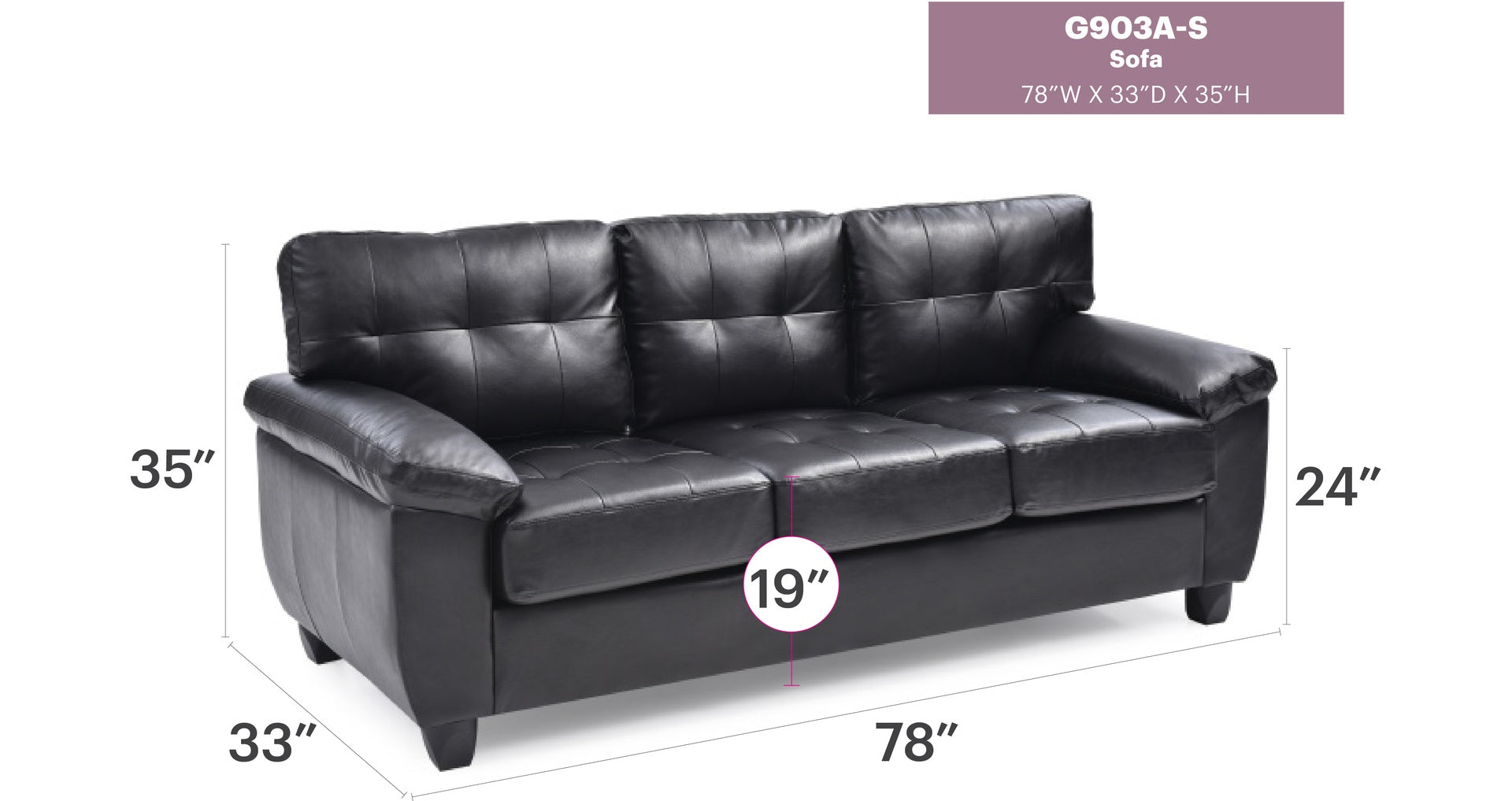 Gallant G903A-S Sofa , BLACK
