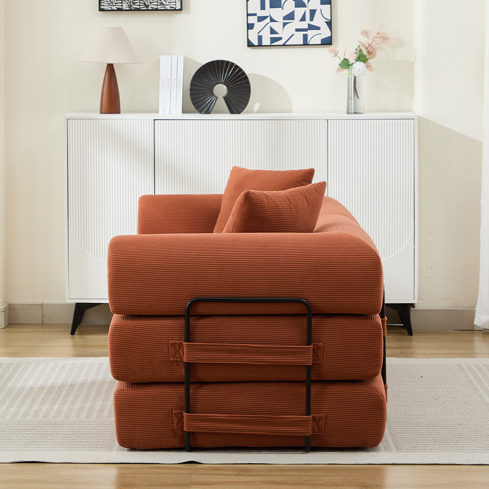 Folding Sofa Bed, 78.5" Convertible Couch Bed with 2 Pillows, Fold Out Couch, Foam Spring Floor Mattress, Futon Couch for Living Room, Office, Apartment