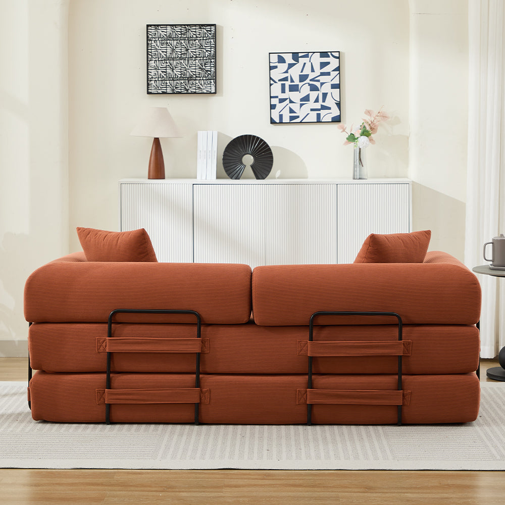Folding Sofa Bed, 78.5" Convertible Couch Bed with 2 Pillows, Fold Out Couch, Foam Spring Floor Mattress, Futon Couch for Living Room, Office, Apartment