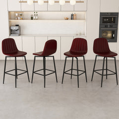 Modern Bar Stools with Swivel Mechanism, PU Padded Seats with Back Support & Metal Legs – Ideal for Kitchen Islands, Home Bars, Commercial Bars, Dark Brown(Set of 2)
