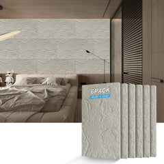 3D Faux Stone Wall Panels, 6 PCS PU Wainscoting Panel for Interior Wall Decor, Flame-resistant & Lightweight & Waterproof, for TV Wall, Office, Living Room, 47.24" × 23.62"(Stone skin)(Cement Grey)
