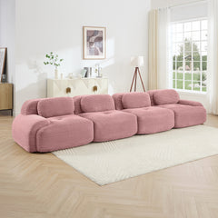 4-seat sofa soft corduroy fabric 32D high-resilience sponge pet-friendly ergonomic design full compression vacuum packaging free combination no assembly for bedrooms studies,Pink