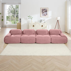 4-seat sofa soft corduroy fabric 32D high-resilience sponge pet-friendly ergonomic design full compression vacuum packaging free combination no assembly for bedrooms studies,Pink