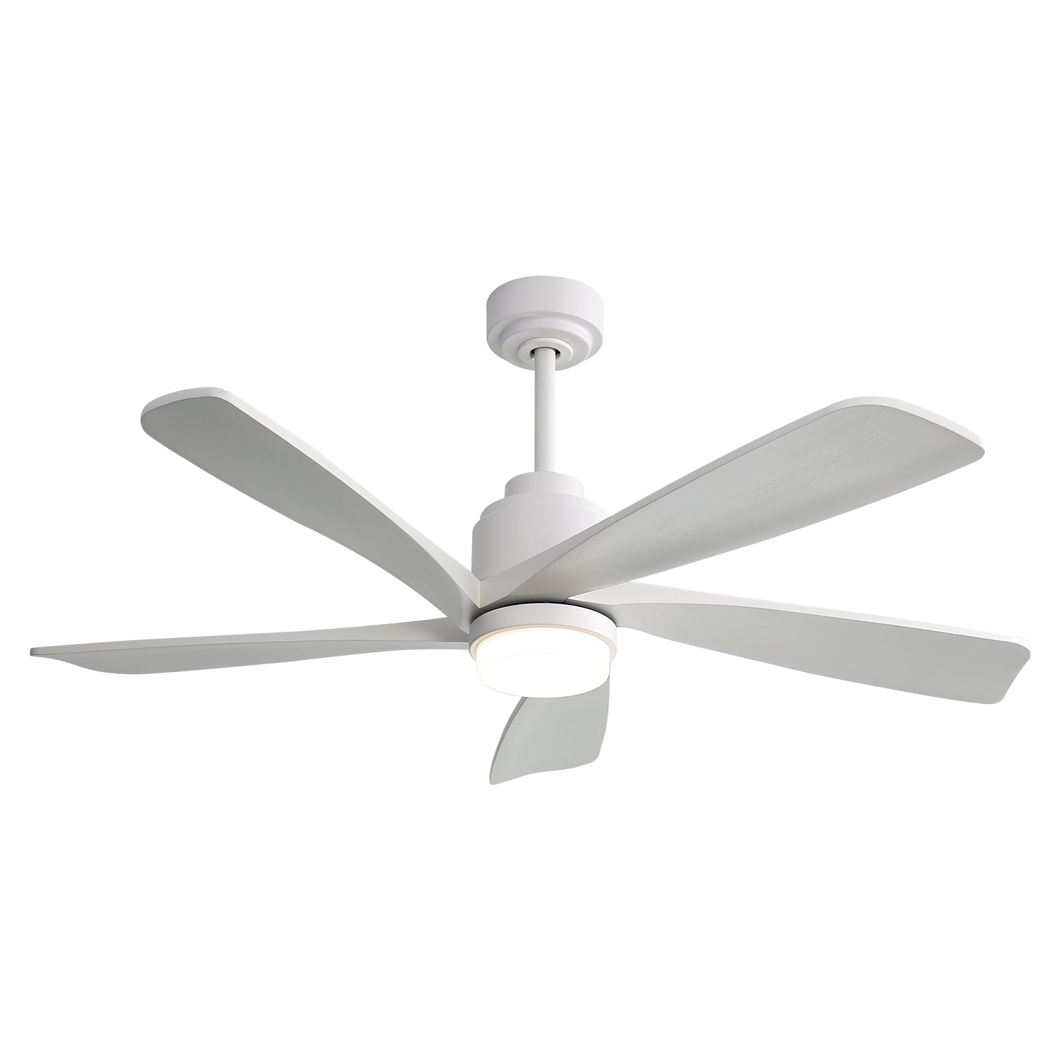 52 Inch Modern Ceiling Fan With Dimmable LED Light 5 Solid Wood Blades Remote Control Reversible DC Motor With Smart APP Control