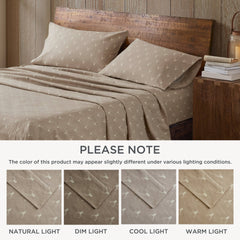 4 Pieces Twin 100% Cotton Flannel Printed Sheet Set,Stag Head