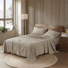 4 Pieces Twin 100% Cotton Flannel Printed Sheet Set,Stag Head