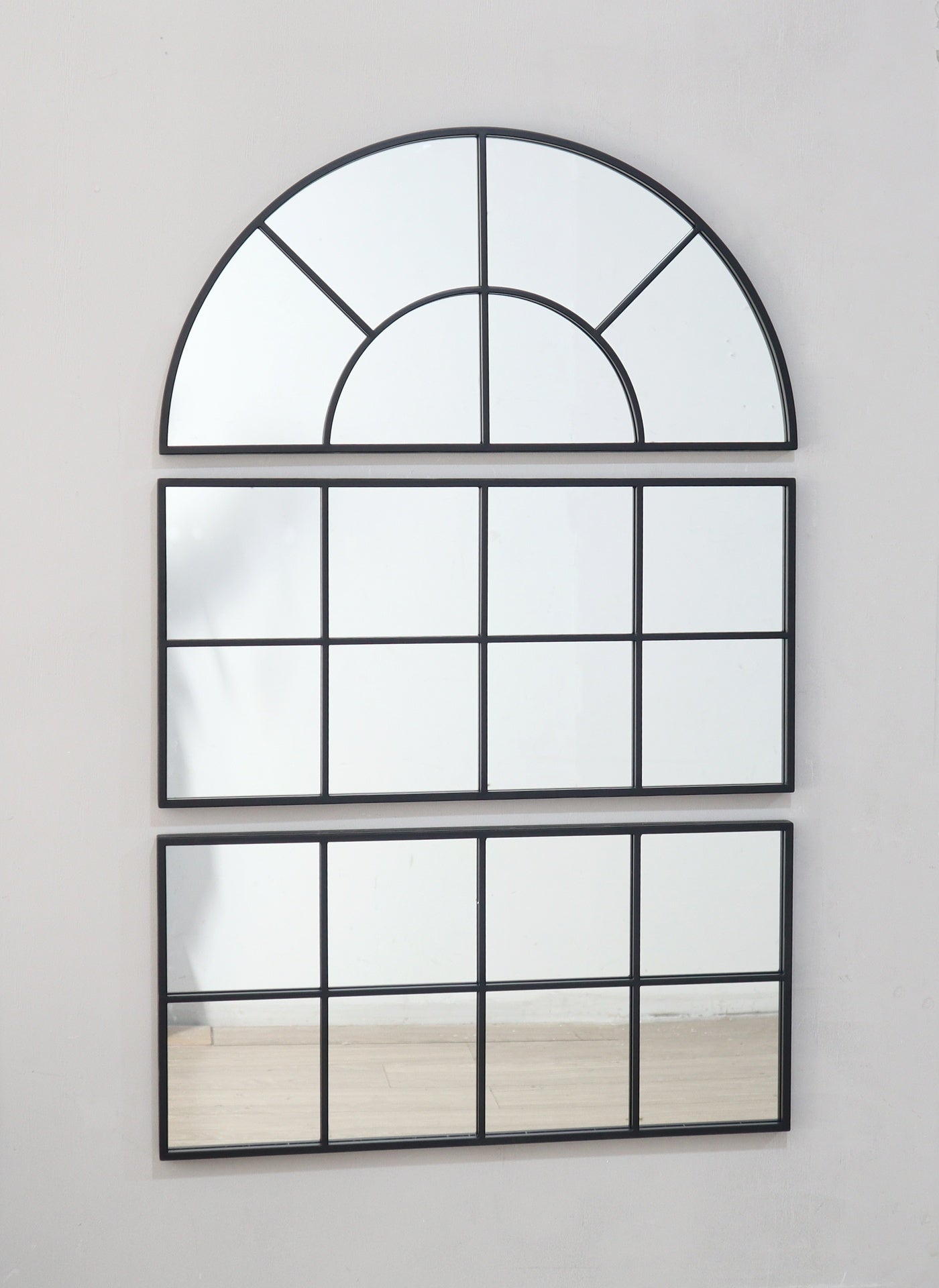 30" x 45" Large Arched Wall Mirror with Three Separate Sections