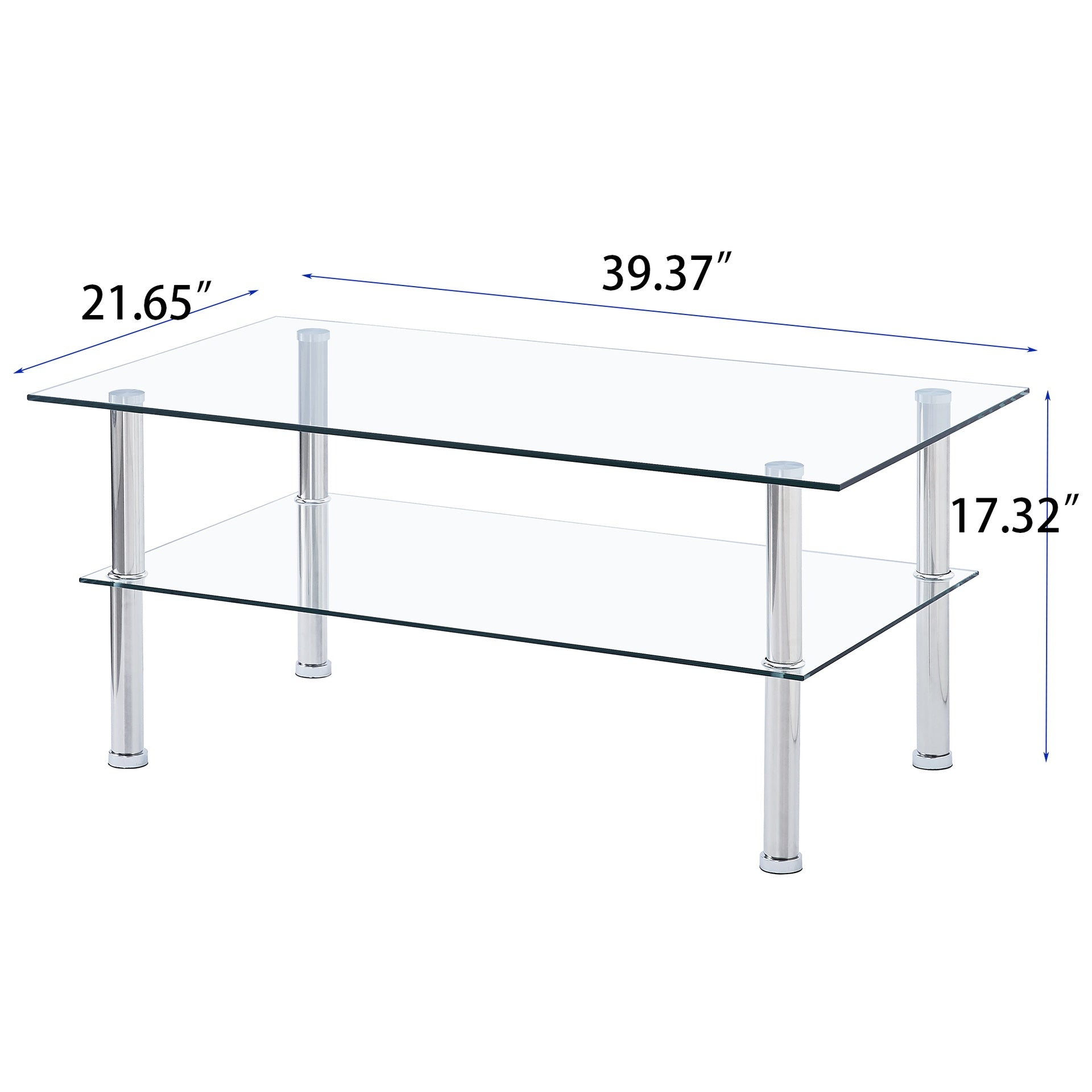 2-Layer Space Coffee Table ,Modern Sofa table with Storage Shelve for Living Room