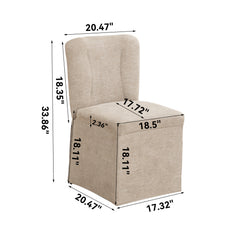 Linen Dining Chairs, Modern Fabric Side Chairs for Dining Room and Kitchen, with Padded Seat and Backrest, Upholstered Armless Chairs for Living Room, Set of 2 (Brown)