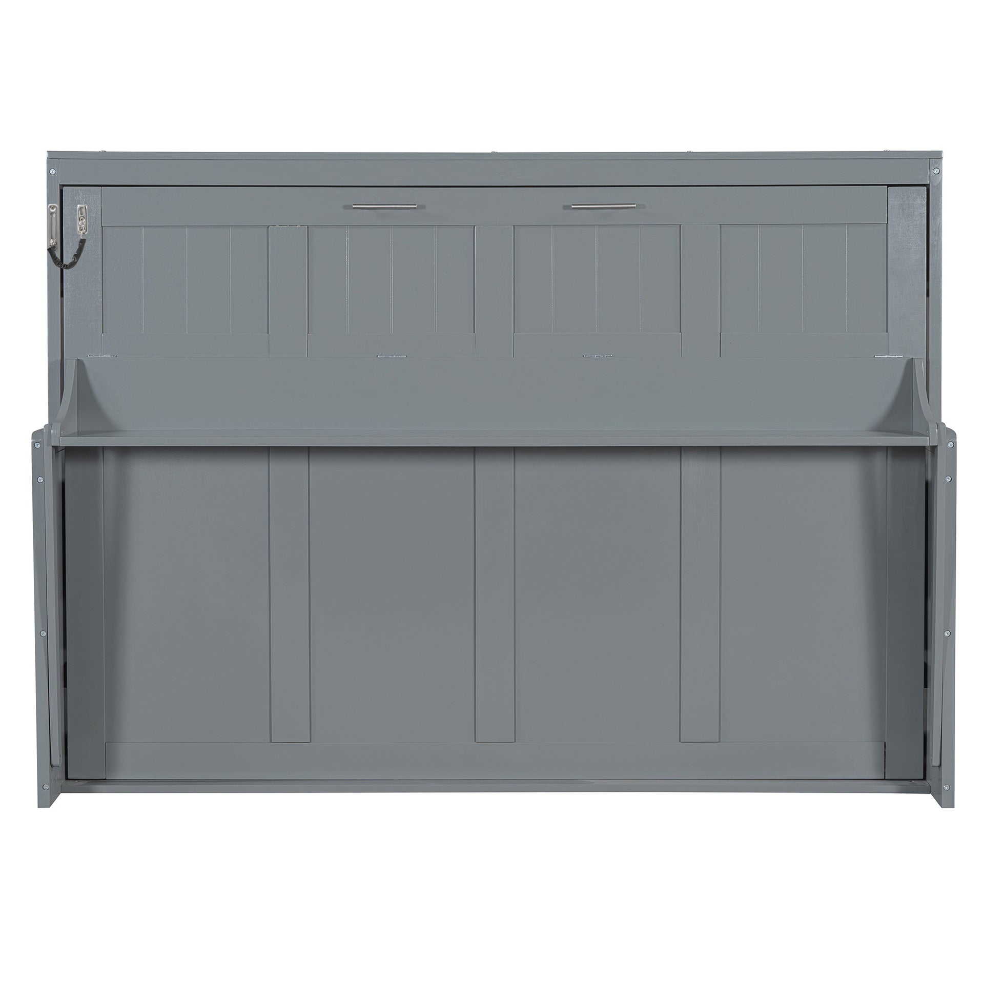 Full Size Murphy Bed with Hydraulic Lift & Desk Design, Gray