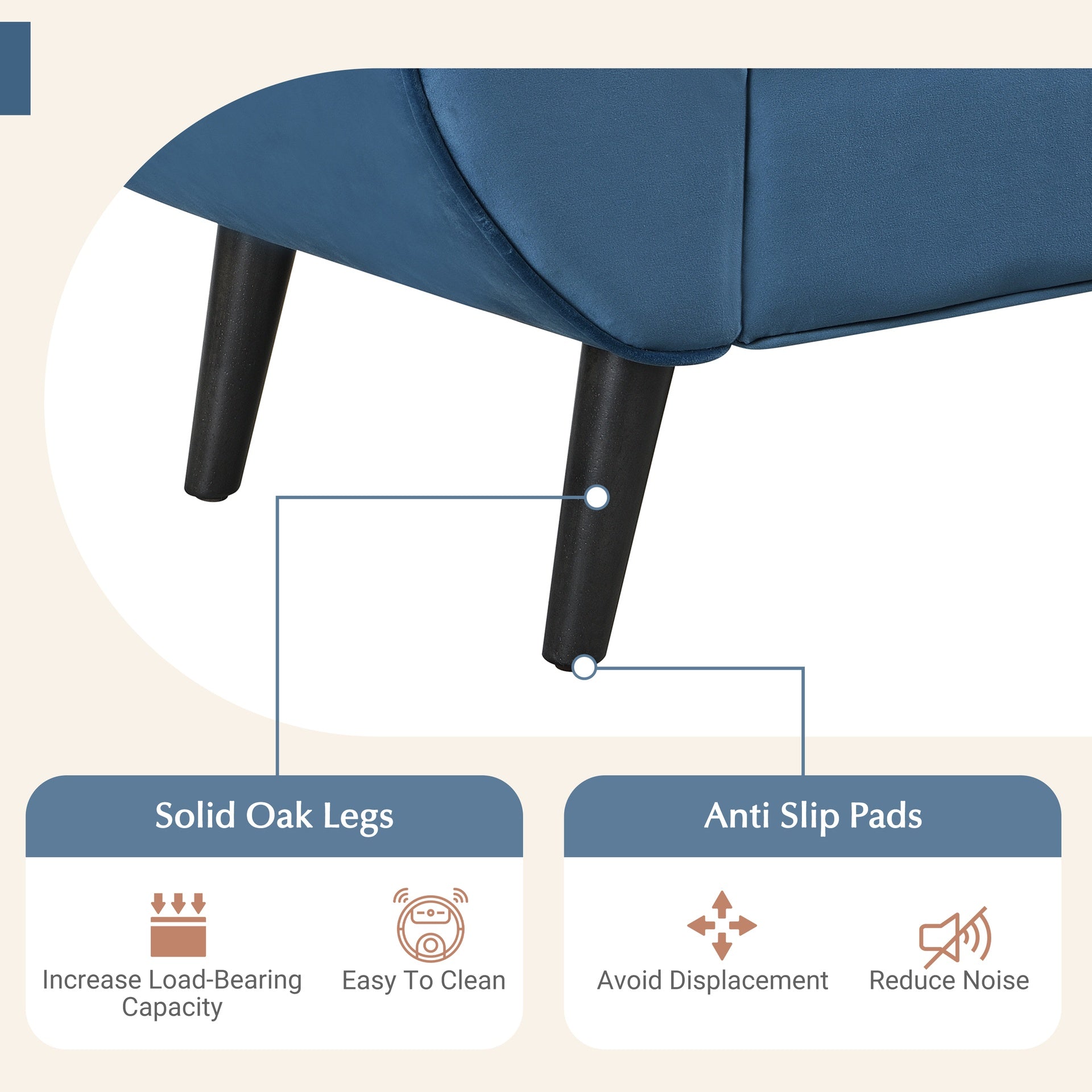 Upholstered Velvet Bench, End of Bed Bench with 2 Pillows, Upholstered Button Tufted Ottoman,Footstool with Rolled Arms, Foot Rest with Solid Wood Legs, for Entryway, Living Room ,Dining Room,Blue