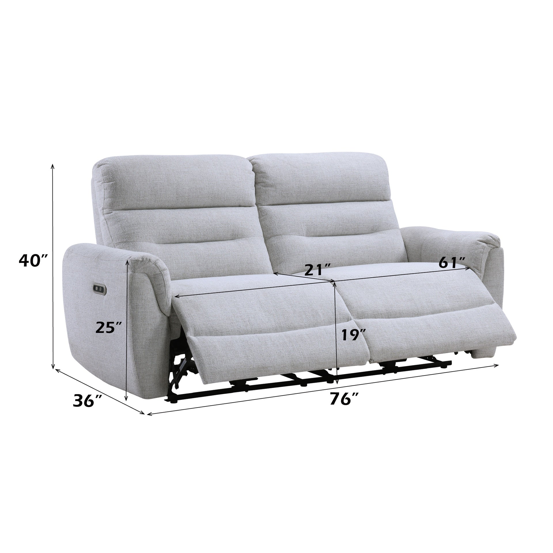 Eastre Gray Chenille Power Motion Sofa w/USB Port