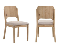 7pc Rectangular Dining Table Chair Set Light Brown Beige Finish Softly Rounded Corners Fabric Upholstered Wooden Dining Room Furniture