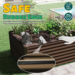 8×4×2 ft Galvanized Raised Garden Bed, Outdoor Planter Garden Boxes Large Metal Planter Box for Gardening Vegetables Fruits Flowers, Brown