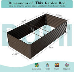 8×4×2 ft Galvanized Raised Garden Bed, Outdoor Planter Garden Boxes Large Metal Planter Box for Gardening Vegetables Fruits Flowers, Brown