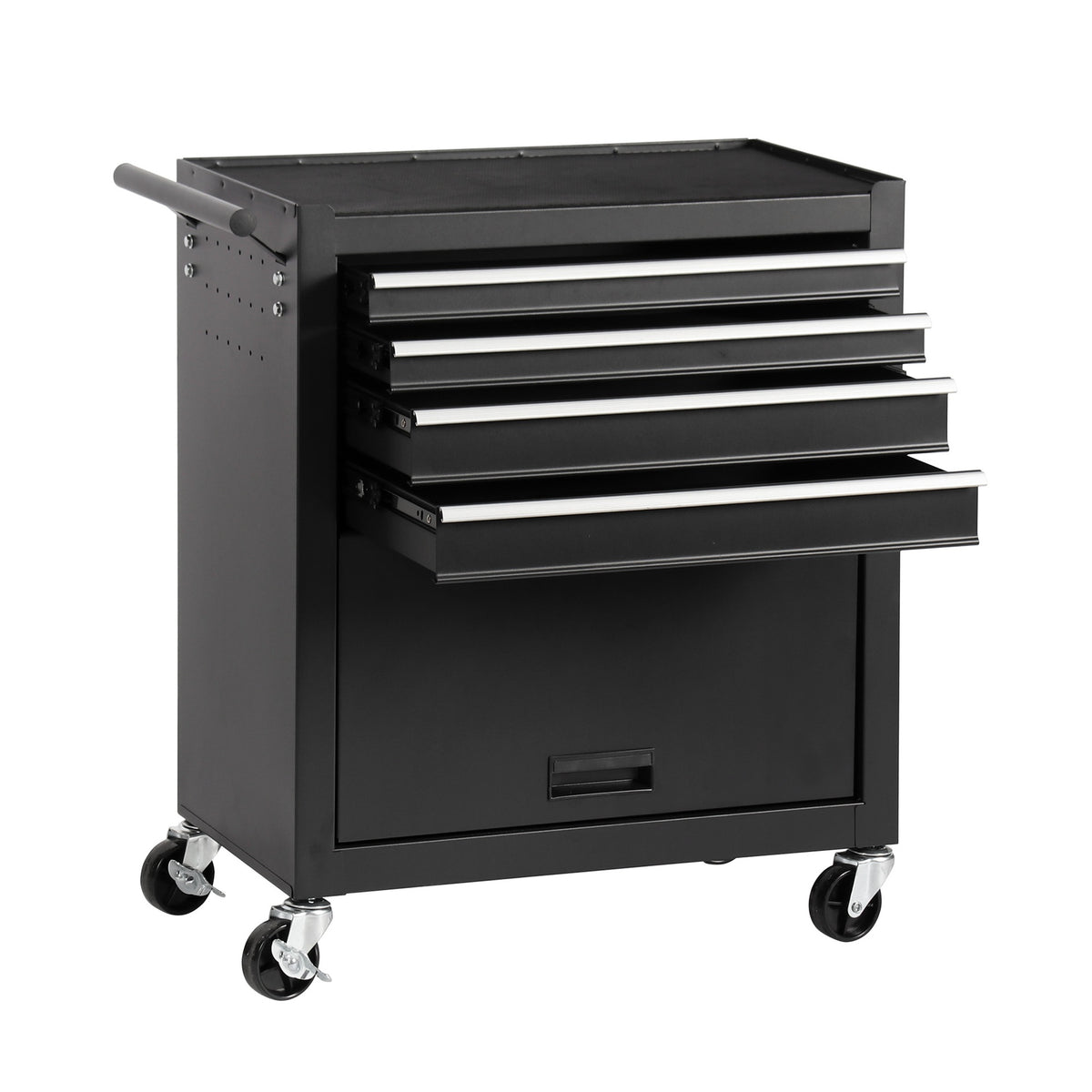4-Drawer Rolling Tool Chest, Cabinet with 4 Wheels Tool Chest with Drawers, Suitable for Garages, Warehouses, Workshops, Repair Shops, Black