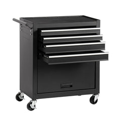4-Drawer Rolling Tool Chest, Cabinet with 4 Wheels Tool Chest with Drawers, Suitable for Garages, Warehouses, Workshops, Repair Shops, Black