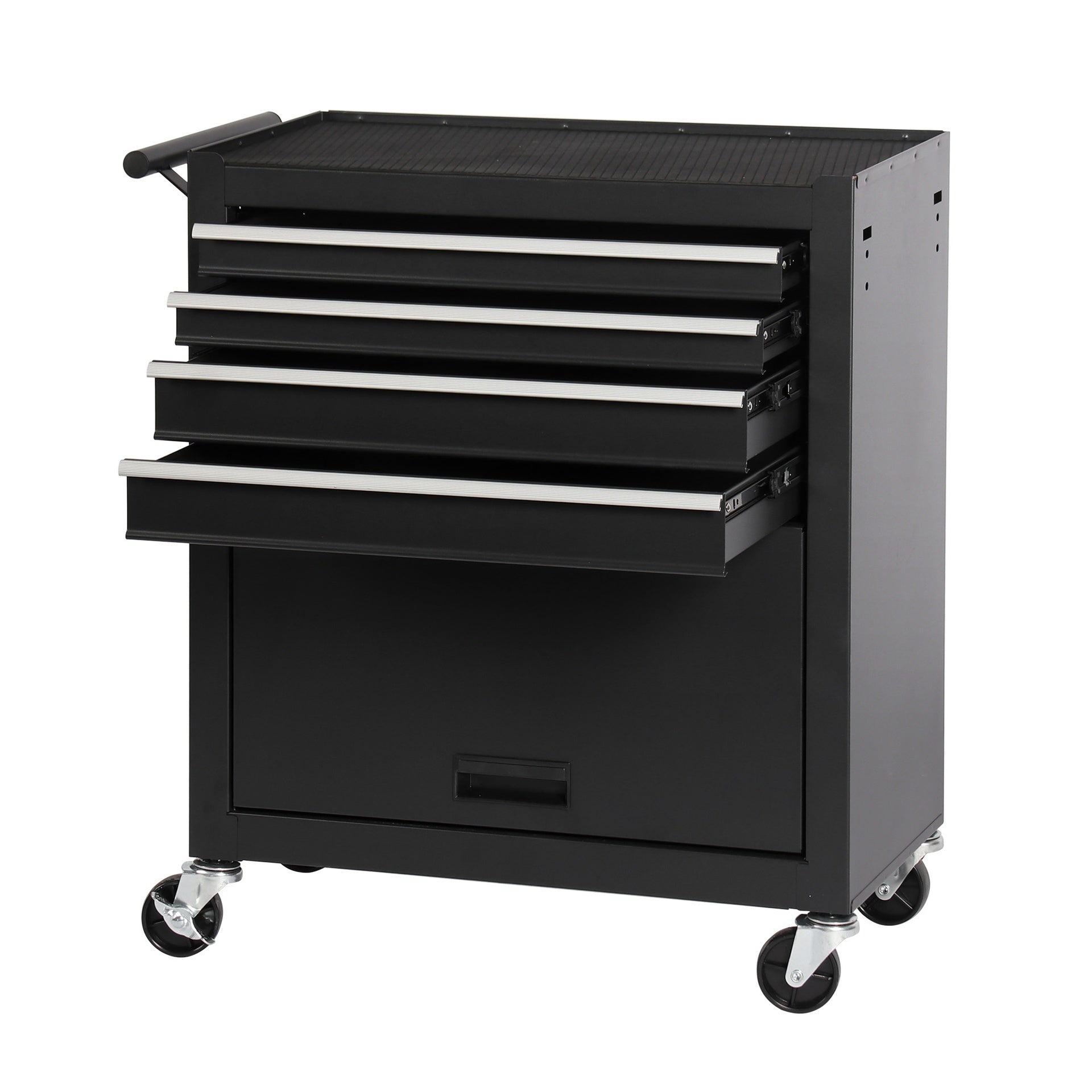 4-Drawer Rolling Tool Chest, Cabinet with 4 Wheels Tool Chest with Drawers, Suitable for Garages, Warehouses, Workshops, Repair Shops, Black