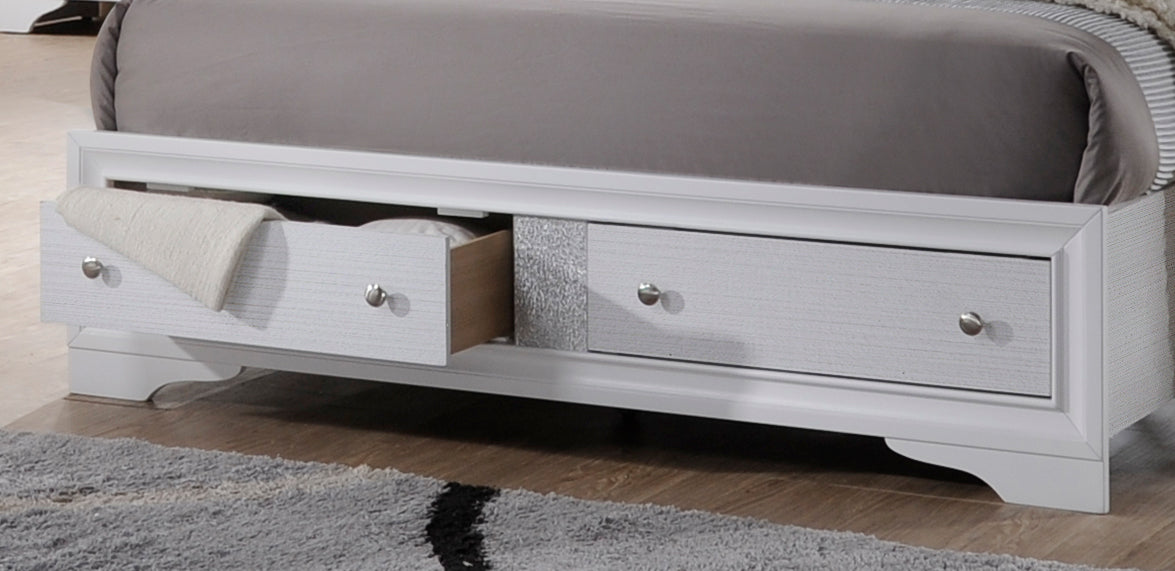 Traditional Style King Size Storage Bed made with Wood in White
