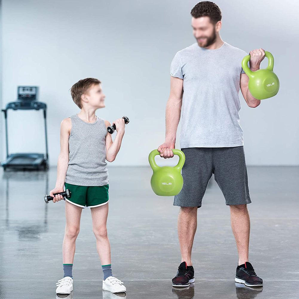 15lbs Kettlebell Set, Strength Training Kettlebells Weight Set for Women, Vinyl Coated Kettle Bell for Home Gym Workout Weight Lifting Equipment, Comfortable Grip Wide Handle Weights
