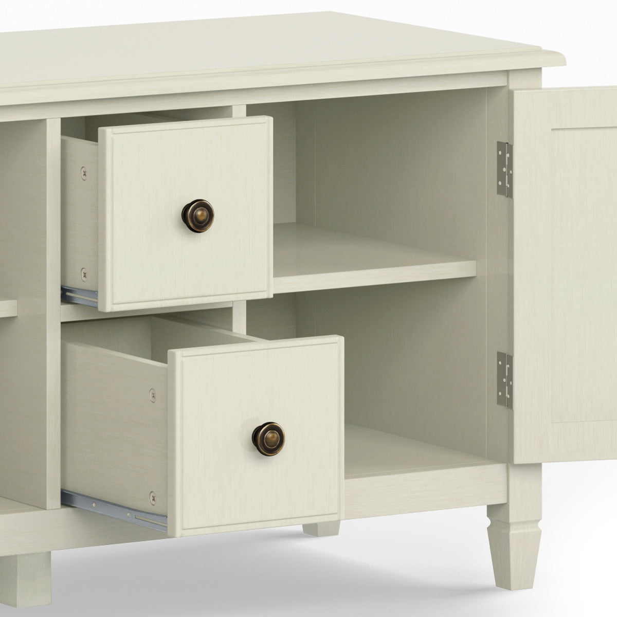 Connaught 72 inch Wide Solid Wood TV Stand in Antique White For TVs up to 80 inches