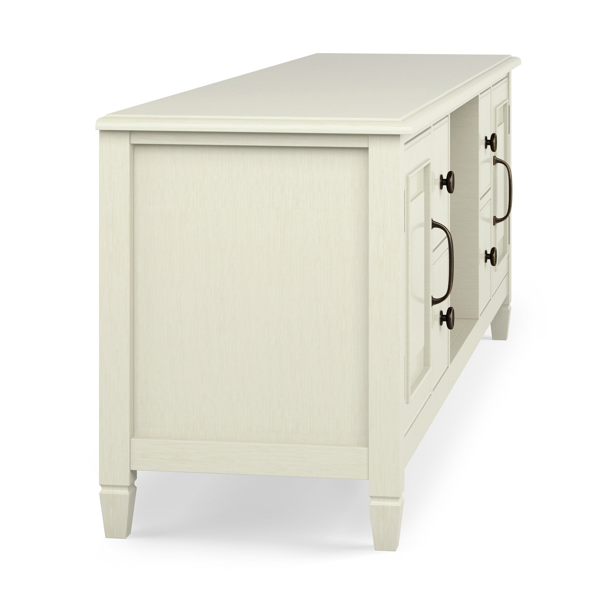 Connaught 72 inch Wide Solid Wood TV Stand in Antique White For TVs up to 80 inches