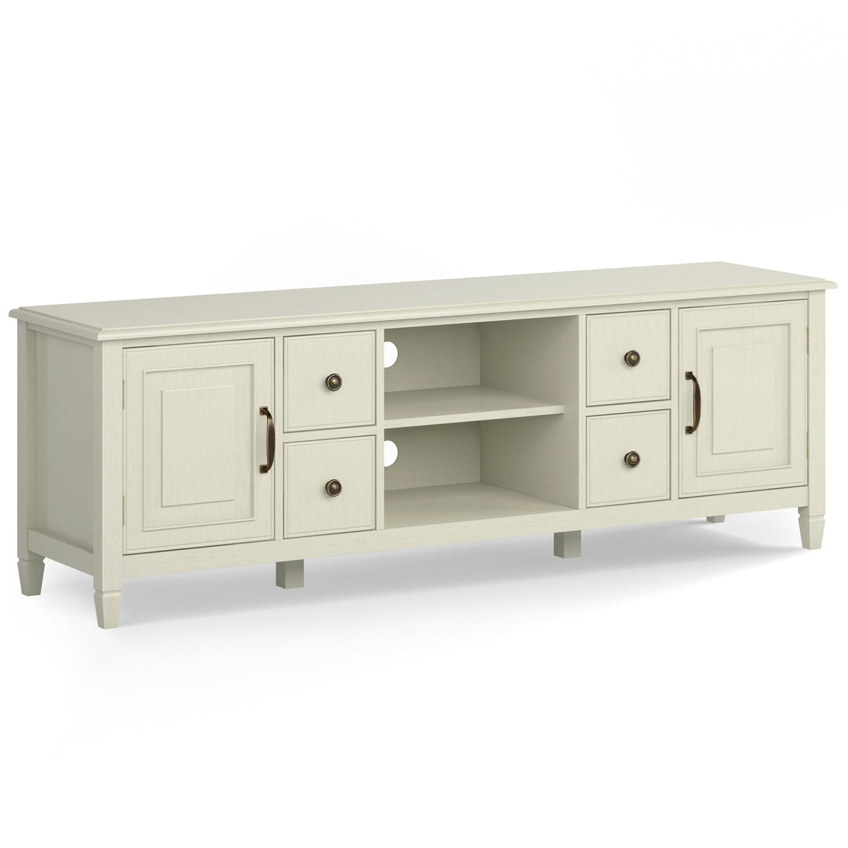 Connaught 72 inch Wide Solid Wood TV Stand in Antique White For TVs up to 80 inches