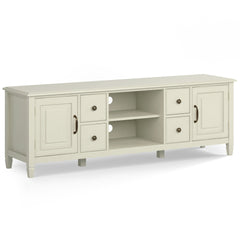 Connaught 72 inch Wide Solid Wood TV Stand in Antique White For TVs up to 80 inches