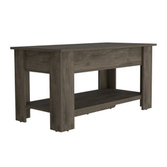 Austin Storage Table, One Extendable Table Shelf, Four Legs, Lower Shelf -Dark Brown