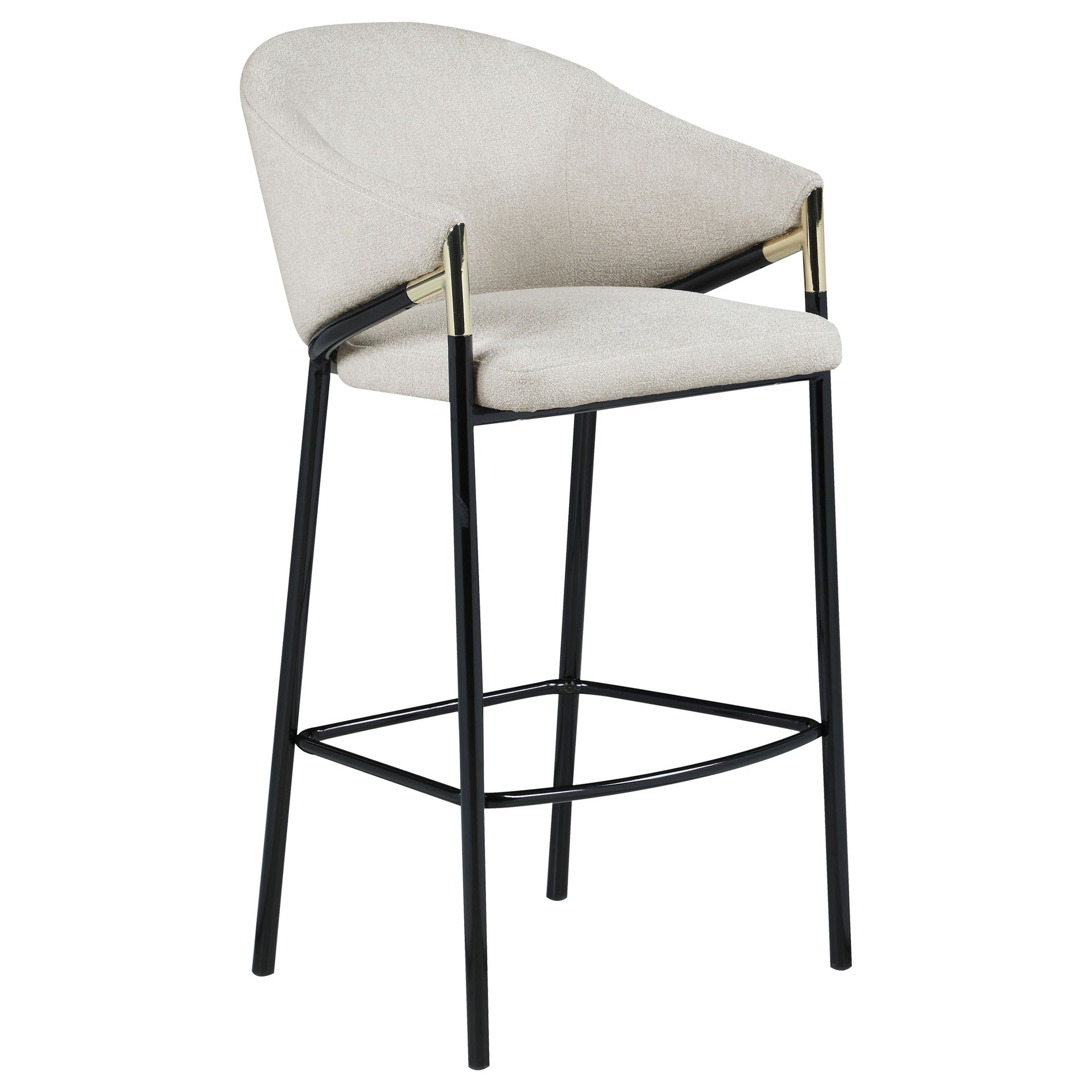 Beige and Glossy Black Sloped Arm Bar Stools (Set of 2)