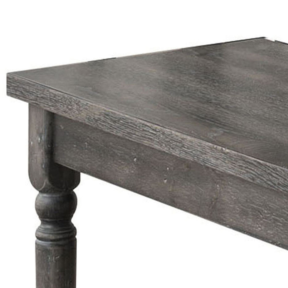 Weathered Grey Dining Bench with Turned Legs